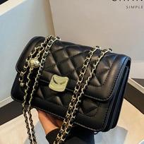 Women's Shoulder Lingge Bag  Crossbody Bag  Metallic Decoration  PU Material  Pure Color  Fashion Chain