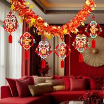 Kinų Metų Girlianda Vėliavėlė, Lengvas Ornamentas, Vakarėlio Dovanėlėms, Restorano Dekoras Lion dance red