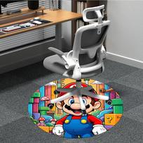 1pc Mario Adventure Office Round Area Rug,  Under Office Chairs Bedroom Living Room Home Decor a0926184 80cm by 80cm