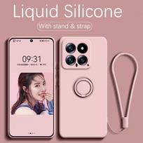 Liquid Silicone Case For Xiaomi 14T Pro 360 ° Rotating Ring Holder Cover For Xiaomi 15 14 13 12 13T 12T Pro Fundas With Strap For Xiaomi 12&Case & Strap