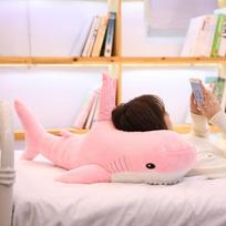 140CM Didelis Minkštas Simuliacinis Mielas Ryklio Pliušinis Žaislas Kawaii Iškamša Vaikams Vaikams Berniukams Mergaitėms Miela Gyvūnų Pagalvė Gimtadienio Dovanoms 60CM rožinė