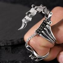 Y2K Goth Fashion Cold Sweet Cool Ring Cyberpunk Mechanical Wind Opening Can Adjust The Joint Ring Men Women Jewelry Accessories resizable gray