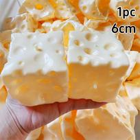6cm Cheese Cube Stress Ball Big Cheese Shapeable Squeeze Ball Non-bounce Fidget Toy Sensory Anti-stress Toy New Year Gift