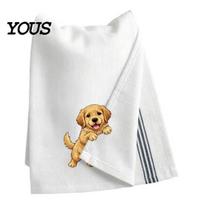 Cute Kitchen Decor Puppy Tea Towel, Embroidered Corgi Dachshund Dish Absorbent Accessories for Dog Owners Quick Dry Hand Towel Lovers Bathroom