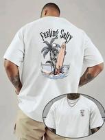 Men's Surfing T-Shirt with Surfboardable Skeleton  Palm Tree Back Print 'Fee S