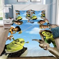 Boys and Girls Cartoon S-Shrek Duvet Cover and Pillowcase, Teen and Adult Bedding Set, Kingqueen Size, Bedroom Decoration, Gift 135x200cm