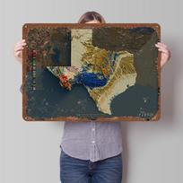 Texas Geologic Map Metal Poster Customized Wall Art Retro Vintage Tinplate Signs for Man Cave Modern Home Decoration Living Room 20X30CM