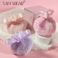 3pcs Body Shimmer Highlighter Powder Puff Set Fluffy Pink Puff Diamond Glitter Face and Body Glow Makeup for Festival Party Women 3pcs gray