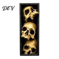 Gothic Book Nook Decor Skulls Nook, Skull Bookshelf Insert, 3 Tier Stacked Sculpture Horror Style Home Ornament with Black Frame, Academia Spooky for