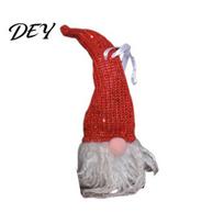 Mini Night Light Pendant for Christmas Up Gnome Decoration, Battery Operated Plush Swedish Dwarf Tree Decorations with LED Doll Tiered Tray 25 cm raudona