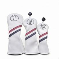 3 Pieces Golf Headcover with Pull Tag Padded Club Head Cover Textured for Golfers Blk Wht Three-piece SET
