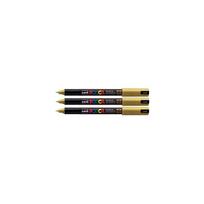 Posca PC-1MR Gold Colour Paint Marker Pens Ultra Fine 0.7mm Calibre Nib Tip Writes On Any Surface Glass Metal Plastic Fabric Stone Wood (Pack Of