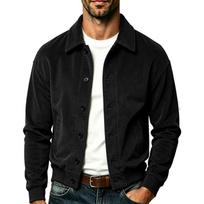 Plus Size Mens Long Sleeve Corduroy Turn Down Collar Pocket Outerwear Coat M juoda