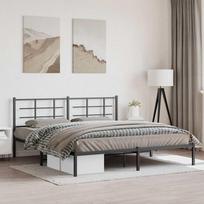 Metal Bed Frame with Headboard, Black, 183X213 Cm