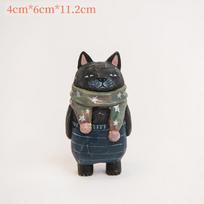 Handmade Cute Cat Wood Carving Ornaments,Painted Wooden Cat Figurines,Wood Cute Cat Desktop Decoration,Lucky Cat Sculpture
