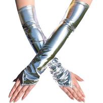 1 pora seksualių juodų moteriškų blizgančių ilgų pirštinių dirbtinės odos Cosplay drabužiams Striptizo šokio Helovino šokių vakarėlio aksesuarai length-50cm