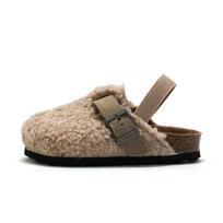 Children's Fleece Elastic Clogs Baby Boys Girls Slipper Toddler Prewalker Winter Warm Soft Sole Shoes 34