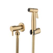 SUS304 Gray Brushed Gold Bidet Spray Gun Set with Angle Valve for Toilet