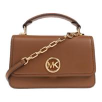 Michael Kors Delancey Metal Logo Chain Shoulder Leather Crossbody Handbag Women handbags Brown 32T4GD8C5L-230 Basic Set (Bag+Dust Bag)