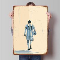 Soccer Player With Ball Desk Decor Back View Poster Customized Vintage Metal Signs Wall Art Retro Tin Plaque for Mancave Room 7.9x11.8In(20x30cm)