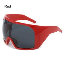 Futuristic Wrap Around Sunglasses Rave Curved Lens UV400 Protection 2000'S Eyewear Oversized Y2K Sun Glasses for Women & Men raudona