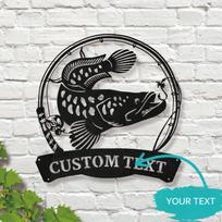 Custom Personalized Metal Fish Sign, Robust Durable Metal Wall Art, Snakehead Fishing Decoration for Home M juoda