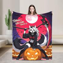 Helluva Boss Loona Blankets Quality Super Warm Throw Blanket Autumn Airplane Travel Outdoor Funny Bedspread Size: 75*100cm, Weight: 230 GSM