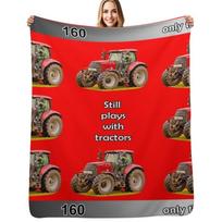 tractors Throw Blanket Luxurious Soft Blanket Holiday Gift for Family Size: 75*100cm, Weight: 230 GSM
