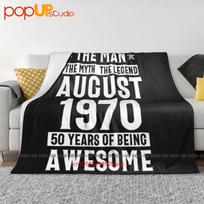 Legends Were Born In August 1970 Ultra-Soft Blanket Quilt Winter Sofa Cover Bed Covers Size: 75*100cm, Weight: 230 GSM