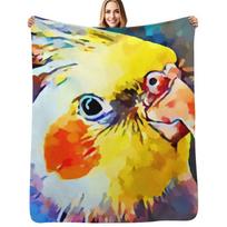 Cockatiel 3 Throw Blanket Soft Sherpa Fleece Warm Blanket for Winter Size: 75*100cm, Weight: 230 GSM