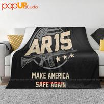 Make America Safe Again Ar-15 Molon Labe Ultra-Soft Blanket Quilt Winter Sofa Cover Bed Covers Size: 75*100cm, Weight: 230 GSM