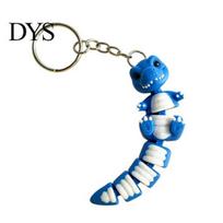 Lightweight PLA Dinosaur Accessory 3D Printed Articulated Tyrannosaurus Rex Keychain for Kids Adults Stress Relief, Flexible Trendy Animal Key mėlyna