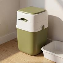 Cat Litter Trash Can Household Use Flip Lid Bin Smell Resistant for Bedroom Green žalia