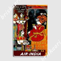 Air India Vintage Air Travel Advertising Print Poster Metal Plaque Designing Club Plaques Living Room Tin sign Poster 20X30CM