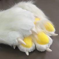 Squeaky Kig Plush Cat Paw Gloves Furry Cat Claw Mittens Fashion Cosplay Costume Gloves  Club geltona/balta
