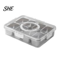 Leakproof Bento Box for Picnic Snackle Container, Stainless Steel Divided Serving Tray with Lid & Handle, 8 Compartment Large Snack Durable Food Road