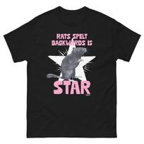 Rats spelt backwards is STAR unisex cotton t-shirt (black) S
