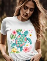 Colorful Tropical Turtle Tshirt, Beach Tee, Summer Vibes, Unisex Jersey Short Sleeve Tee, Casual Wear, Nature Lover Top, Eco-Friendly Gift 3XL