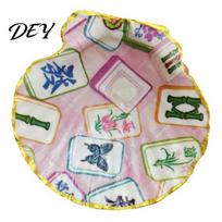 Mahjong Game Accessories Dice Tray, Shell-Shaped Printed Decorative Storage Colorful Decor Organizer for Tiles Jewelry Small Item Shell Shaped Tray A