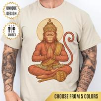 Hanuman T-Shirt Monkey God of Strength Tee Hindu Devotion Shirt | Spiritual Warrior Gift for Yoga, Courage & Inner Power | Hanumanji Shirt L