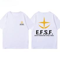 Gundam Cotton Men's T-Shirt E.F.S.F. Earth Federation Print Casual Oversized Crew Neck Short SleeveSummer AnimeGraphicTee XS balta