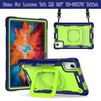 Tablet for Lenovo Tab M11 TB-331FC TB-330FU 360°Rotatable Kickstand Shockproof Armor Silicone Stand Cover with Shoulder Straps M11 TB331FC