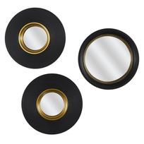 Set Of 3 Oko Mirrors Black Round