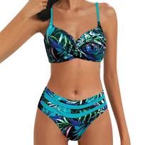 Gėlių rašto tankini maudymosi kostiumas moterims, 2 dalių bikini komplektas, vasaros seksualus maudymosi kostiumas, 2 vnt. paplūdimio maudymosi kostiumas, moteriškas bikini komplektas S