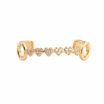 Double Glossy Charm Teeth Grillz rhinestone Love Drill Braces Men Women Jewelry  Tooth Socket Gold Lower Teeth