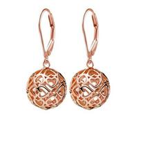 Hollow Rose Gold Heart Shape Drop Earrings Round Ball 925 Sterling Silver Girls Woman Long Tassel Drop Earrings Jewelry Gifts
