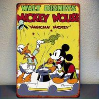 2D Flat, 1pc Retro Disney Mickey Mouse and Donald Duck Aluminum Tinplate Wall Art- 30.48x20.32cm Retro Cartoon Painting, Suitabl 20x30cm（7.8x11.8inch）