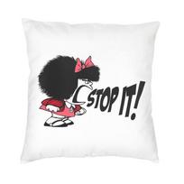 Soft Manga Quino Mafalda Kawaii Cartoon Throw Pillow Cover Home Decorative Custom Square Cushion Cover 40x40cm Pillowcover 30x30cm 12x12in