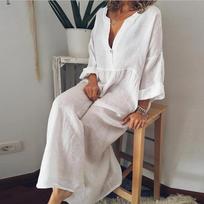 Pavasario Rudens Medvilnės Lino Ilga Suknelė Moterims Vasaros Seksuali Kasdienė Trumpomis Rankovėmis Slim Fit Laisva Marškinių Suknelė Paplūdimio Moteriška Vestido L smėlis