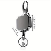 Heavy Duty Metal Retractable Carabiner Keychain Belt Badge Reels Clip Reinforced Steel Wire Cord juoda